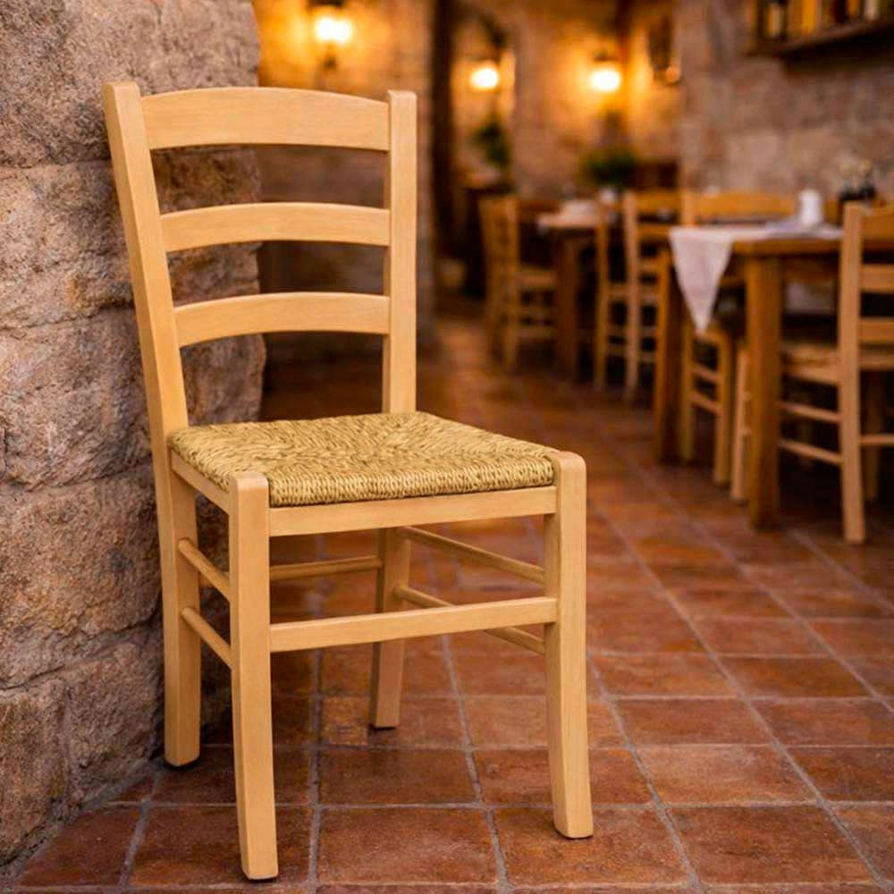 Sedia da sala da pranzo Paesana in legno colore naturale con seduta in paglia