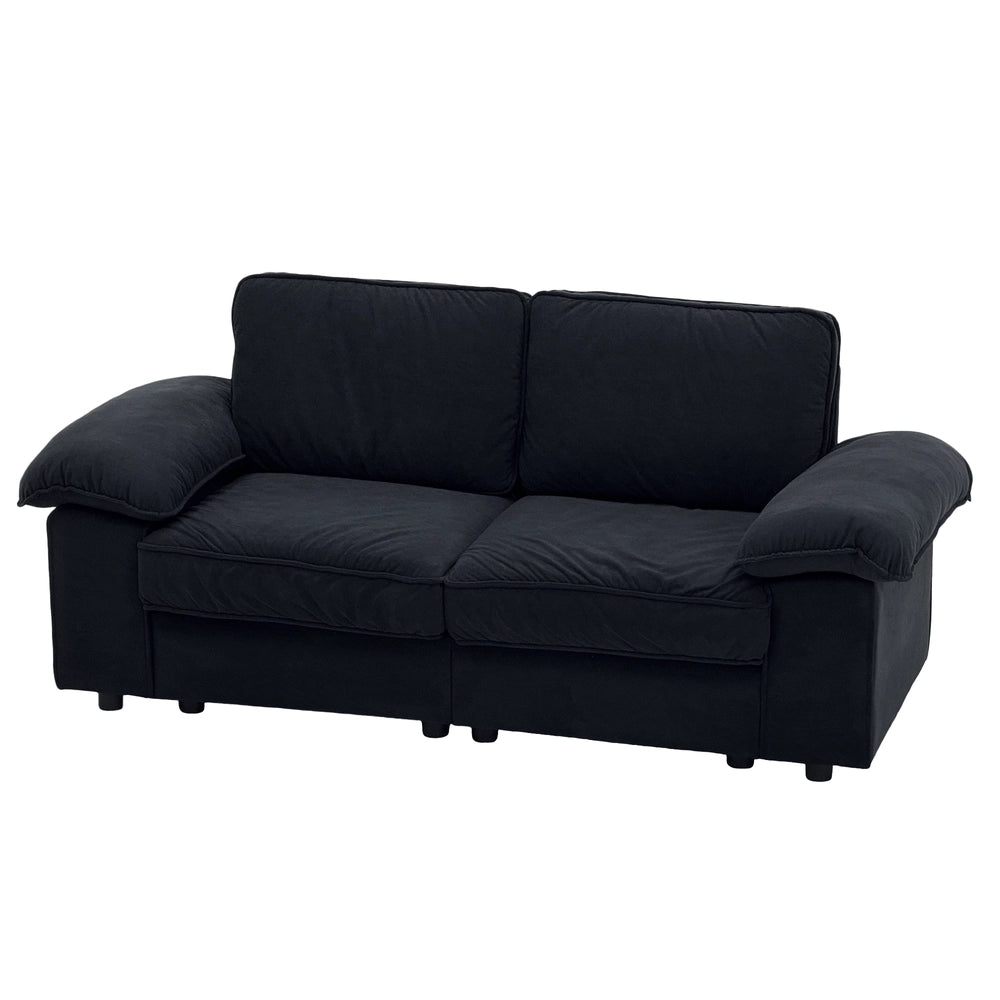 Divano 2 posti con contenitore ¨C Minimal ¨C Tessuto, struttura in legno, nero