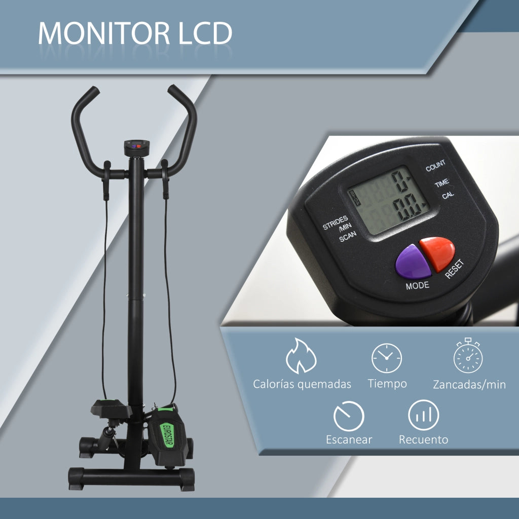 Stepper Fitness con Manubri e Schermo LCD ¨C zephmum ¨C 40x40x118 cm Nero