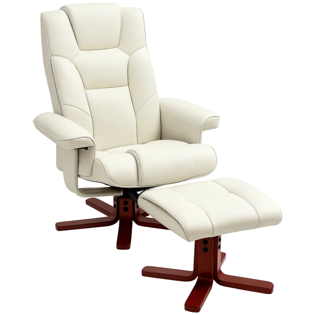 Poltrona Relax con Poggiapiedi ¨C Zephmum ¨C Similpelle Crema Reclinabile