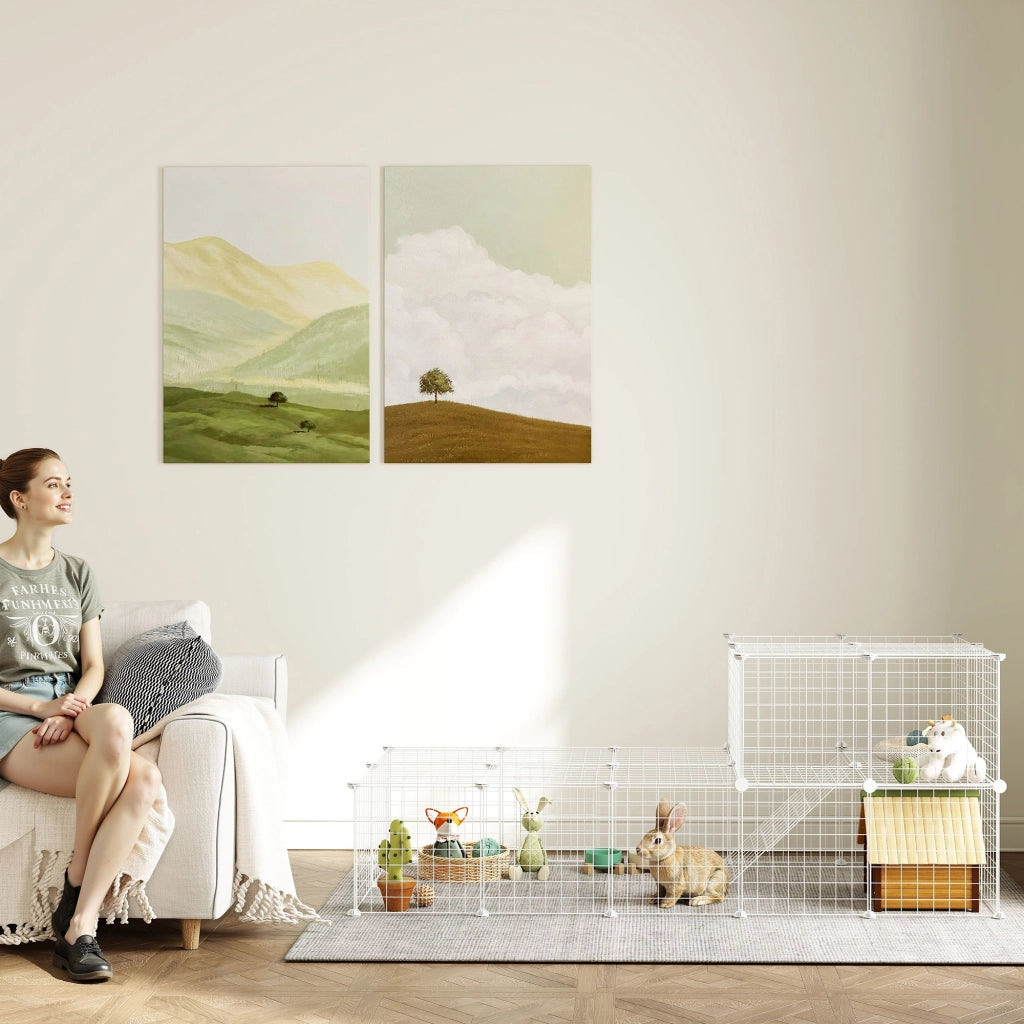 Recinto modulabile per animali domestici ¨C zephmum ¨C bianco 146x73x73cm