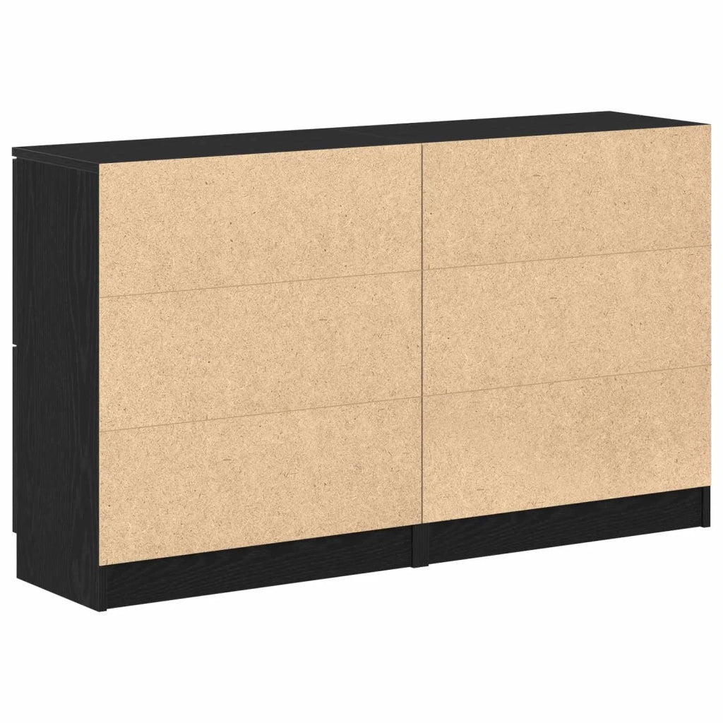 Credenza 2 pcs Rovere Nero 60 x 30 x 70 cm Legno multistrato 3333073