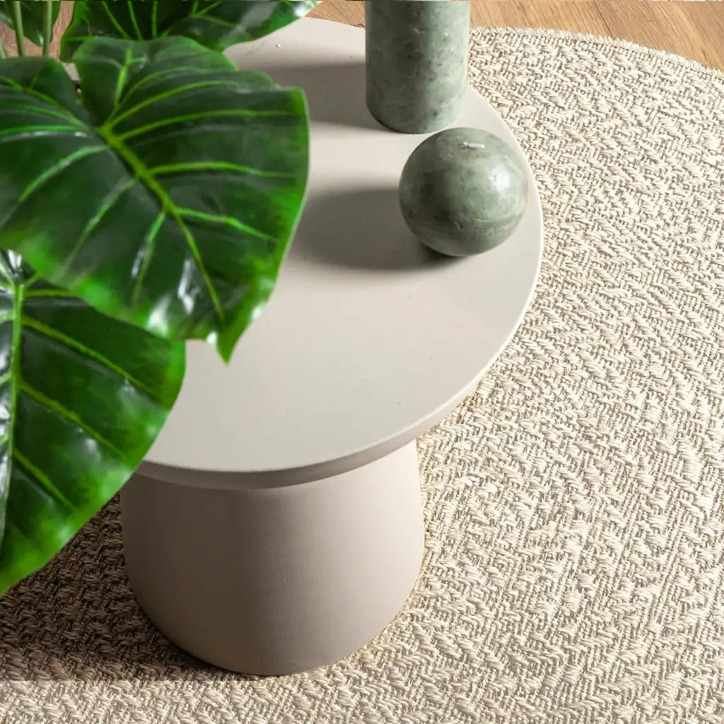 Tappeto ZIZUR Crema Ø 90 cm Aspetto Iuta per Interni ed Esterni 4010384