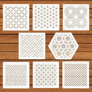 Set di 8 stencil di plastica con disegni di sashiko geometrici, ideali per disegnare, cucire e fare un lavoro di cucito a mano con stabilizzatori resistenti e duraturi.