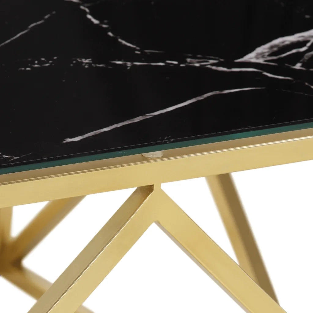 Tavolino Salotto Dorato Acciaio Inossidabile e Vetro Temperato 349980