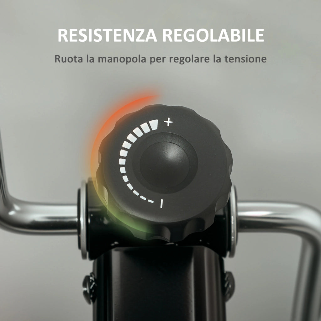 Cyclette per Riabilitazione Gambe e Braccia Pieghevole. Schermo LCD e Altezza Manubrio Regolabile. Nero