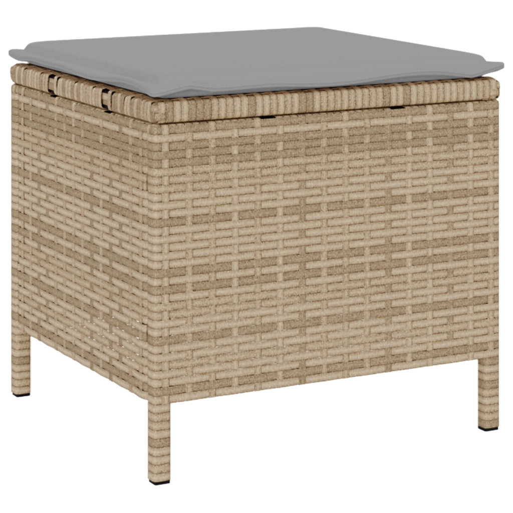 Set da Pranzo da Giardino in 4 Pezzi con Cuscini Beige Polyrattan Acacia