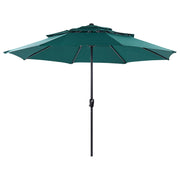 Ombrellone tessuto verde smeraldo palo in acciaio ⌀ 285 cm ottagonale da esterno a manovella resistente ai raggi uv