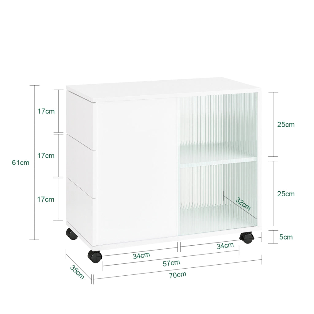 SoBuy Tavolino con ruote 75x35x61cm FBT141-W