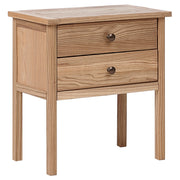 Comodino 2 cassetti portaoggetti in legno massiccio legno chiaro stile rustico