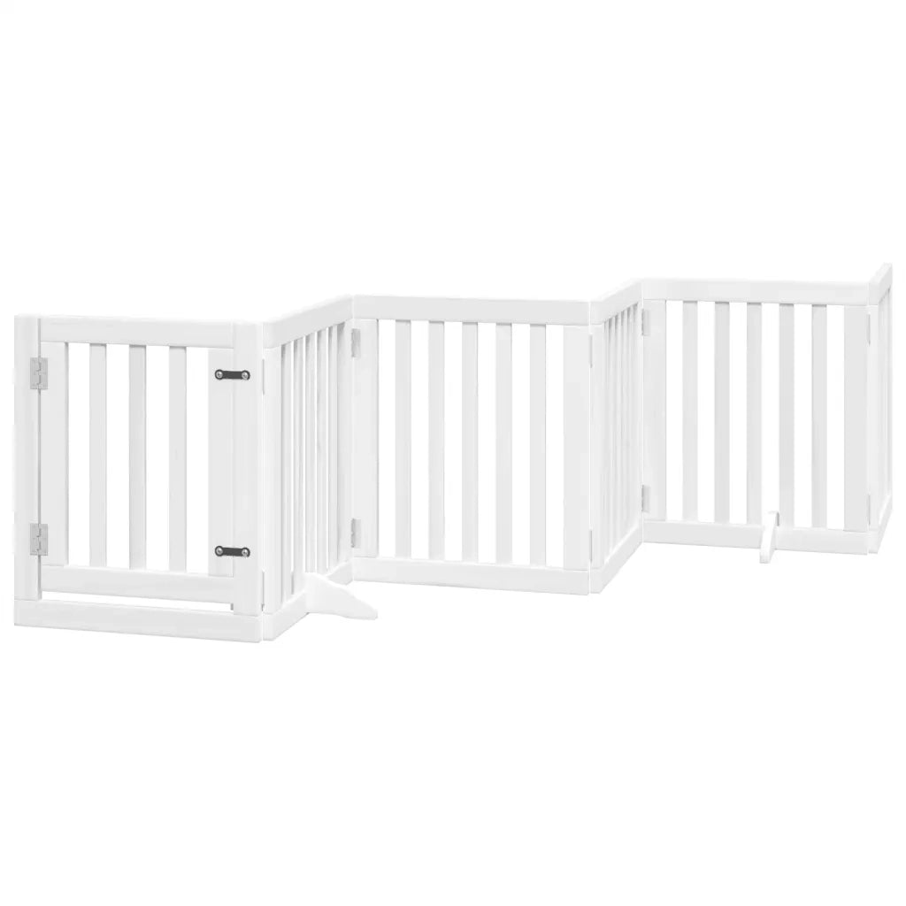 vidaXL Cancello Cani Porta Pieghevole Bianco 6 Pannelli 300 cm Pioppo