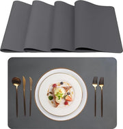 Set di piatti per tavolo da cucina lavabili - Piatti per tavolo termoresistenti e non scivolosi in grigio scuro da 6 pezzi