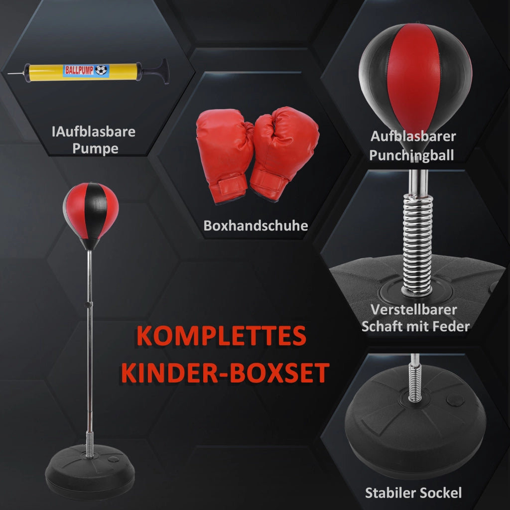 Set da boxe, boxe autoportante, altezza regolabile 125-145 cm, guantoni, pompa, per professionisti e principianti.