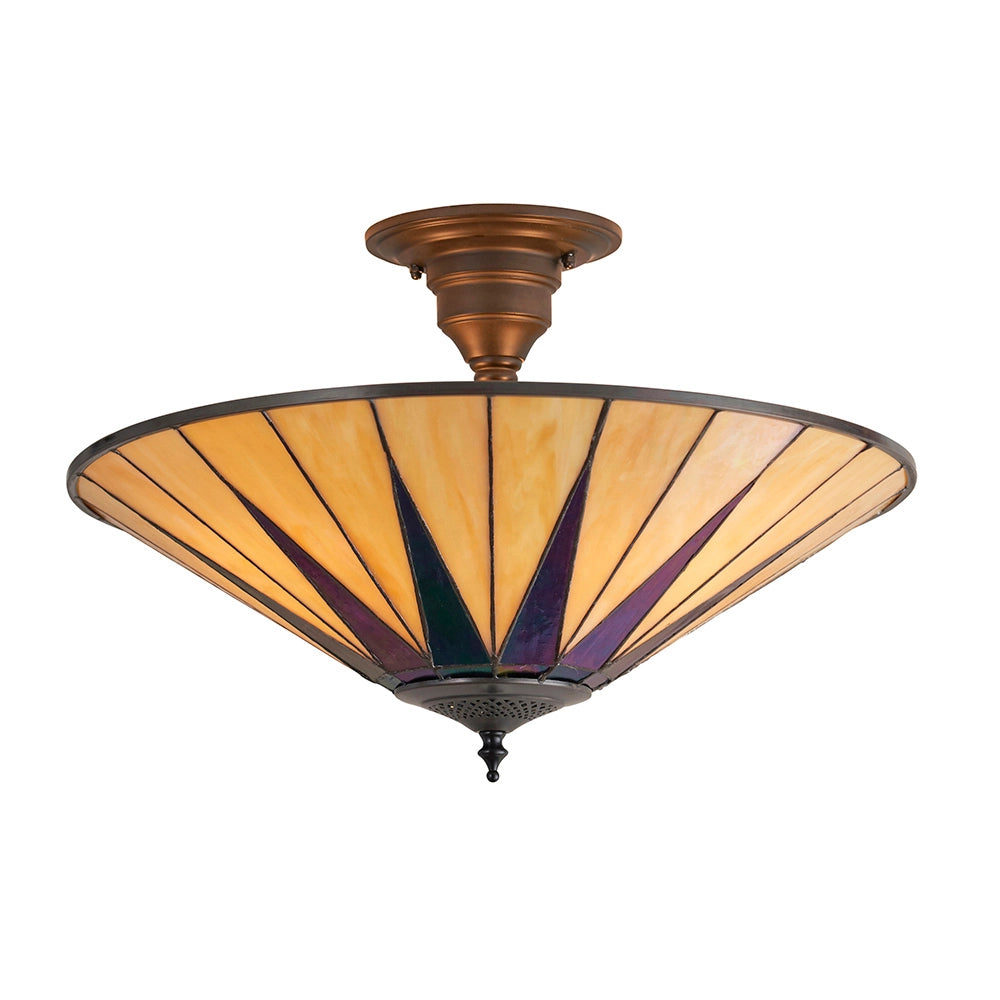 Plafoniera Tiffany DARK STAR vetro multicolor Ø49cm 3xE27