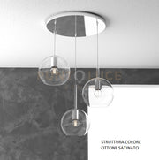 SOSP. OTTONE SAT. TONDA 3 LUCI VETRI TUTTI MEDIO TRASPARENTE 1155OS-S3 TM-TR