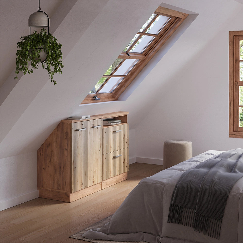 Set di mobili sottotetto Rion Rovere artigianale/Rovere dorato Set di 2 Vicco