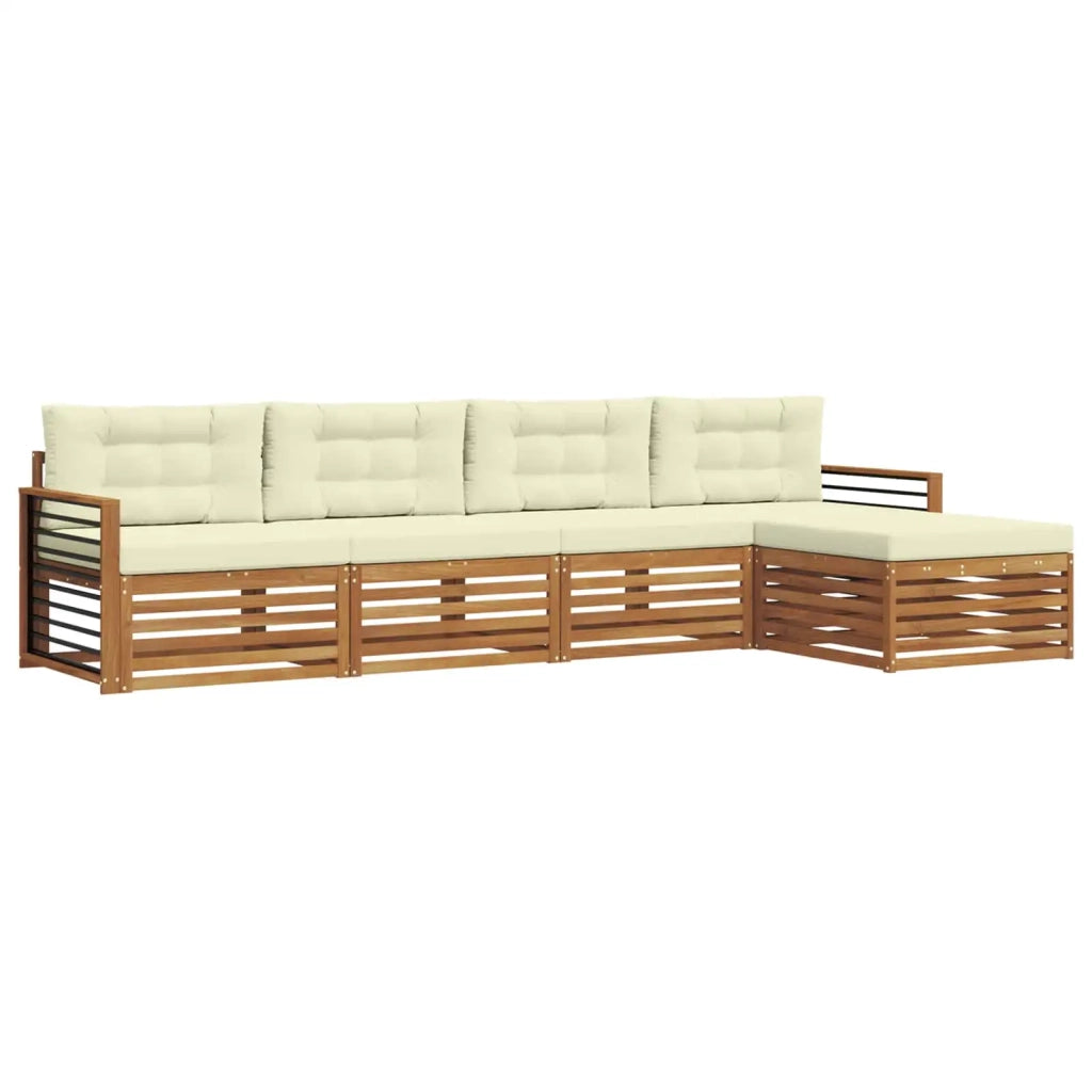 Set di divani da esterno con cuscino 5 pcs Naturale e Crema