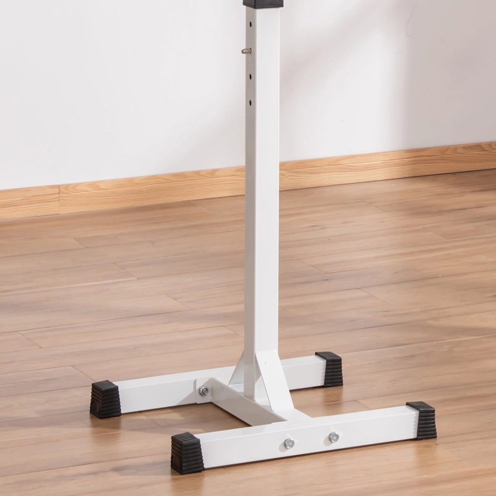 Supporto per bilanciere in acciaio ¨C zephmum ¨C regolabile in altezza, 12 livelli, 150 kg, 52x48x105-160 cm, bianco