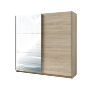 Armadio, guardaroba a 2 porte scorrevoli con specchio - rovere sonoma - Collezione ARSALA