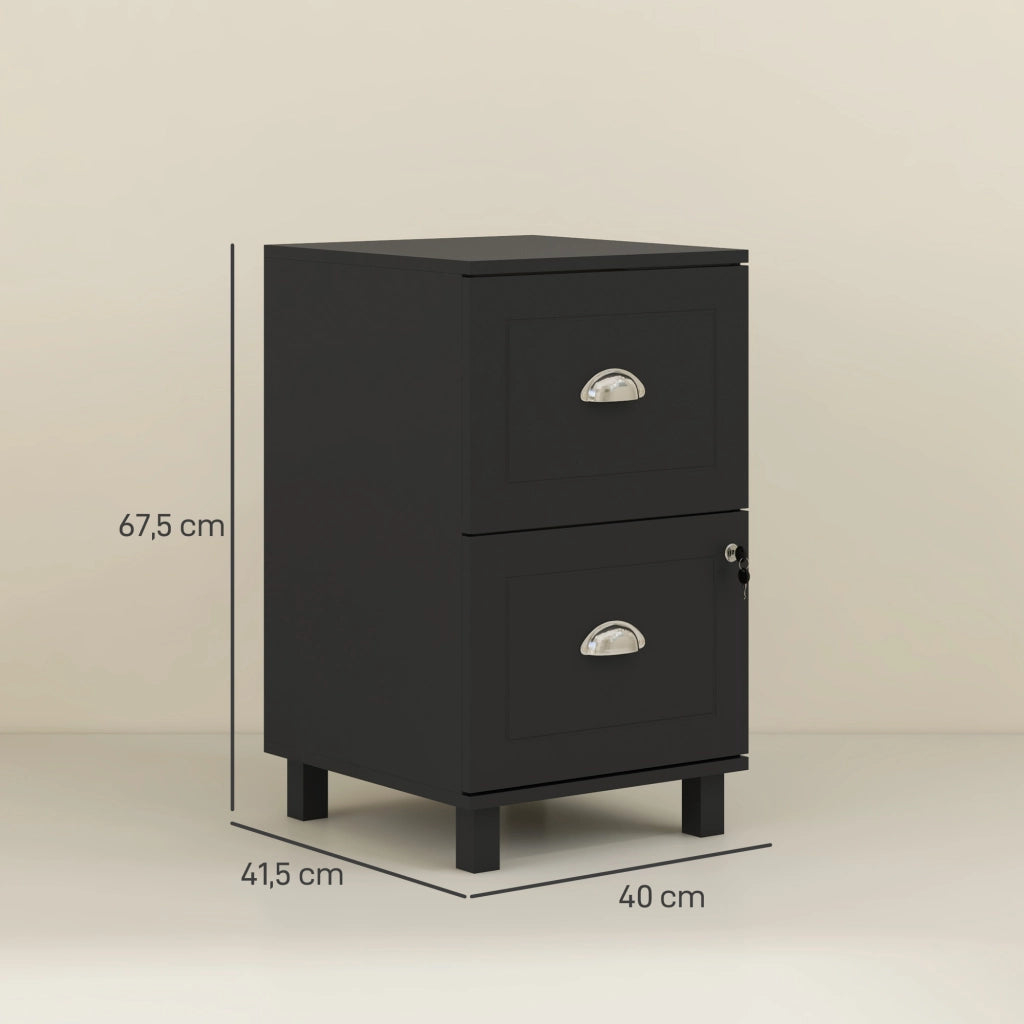 Cassettiera con 2 Cassetti ¨C zephmum ¨C Nero 40x41,5x67,5 cm