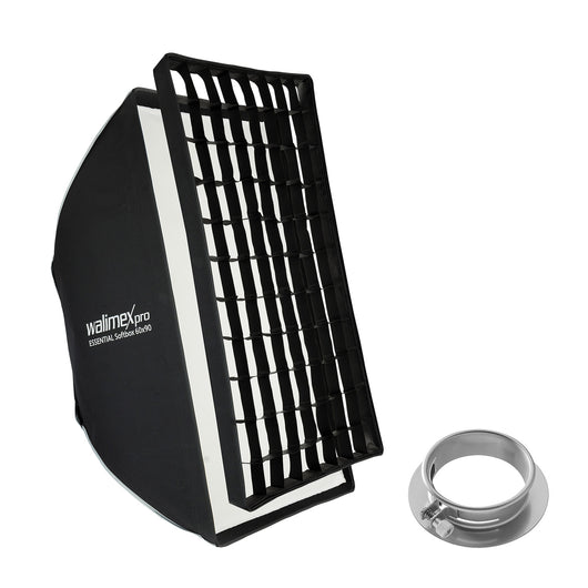 Essential Softbox 60x90cm + adattatore softbox per Profoto (diametro esterno: 15,2 cm), ruotabile a 360°, facile da montare, griglia inclusa, adattatore Bowens e borsa di trasporto