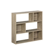 Libreria a 3 ripiani con 6 vani, marrone naturale