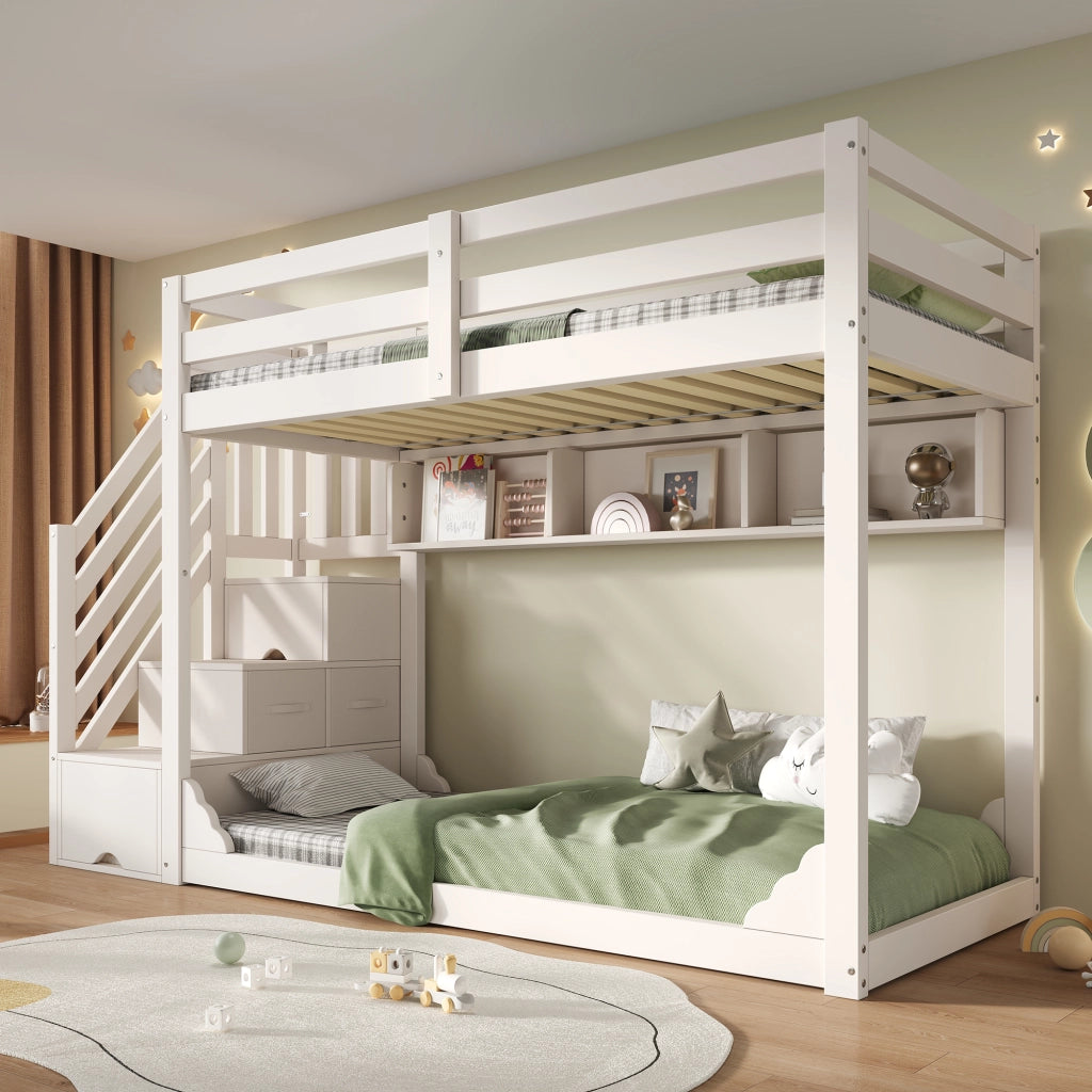 letto a castello legno bianco 90 x 200 cm