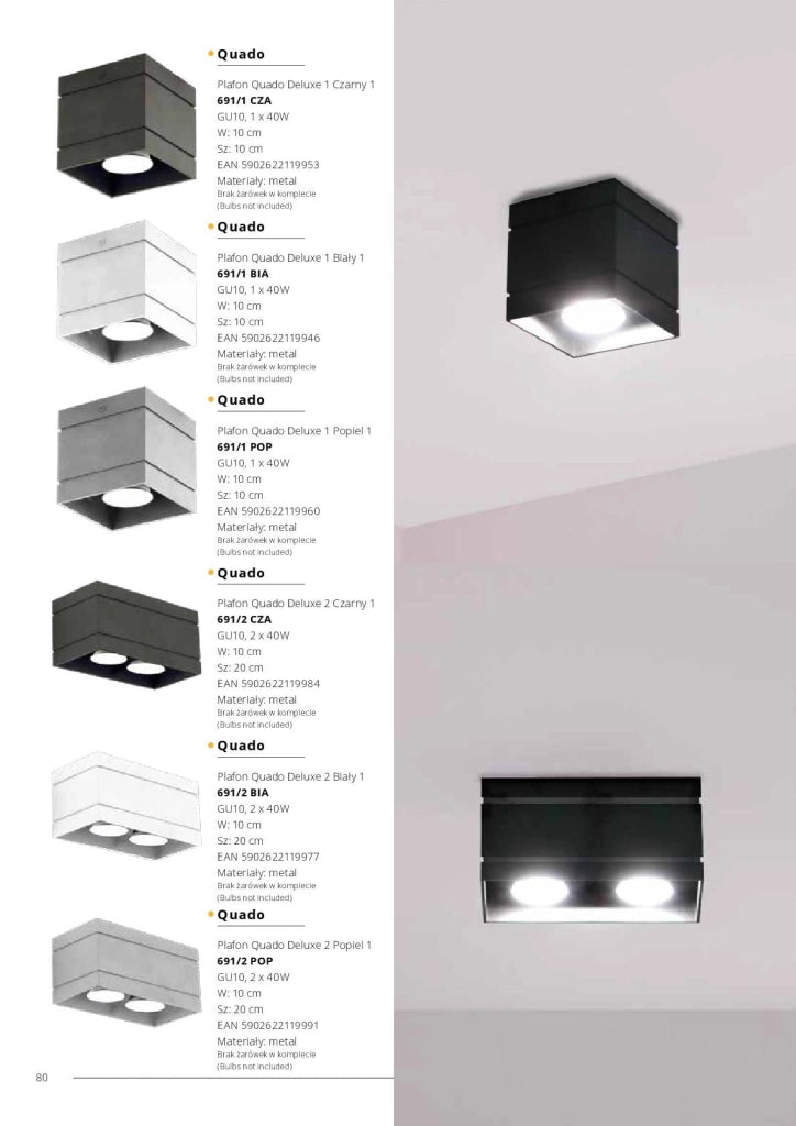 Spot plafoniera Lampex Quado Deluxe 1xGU10 40W bianca