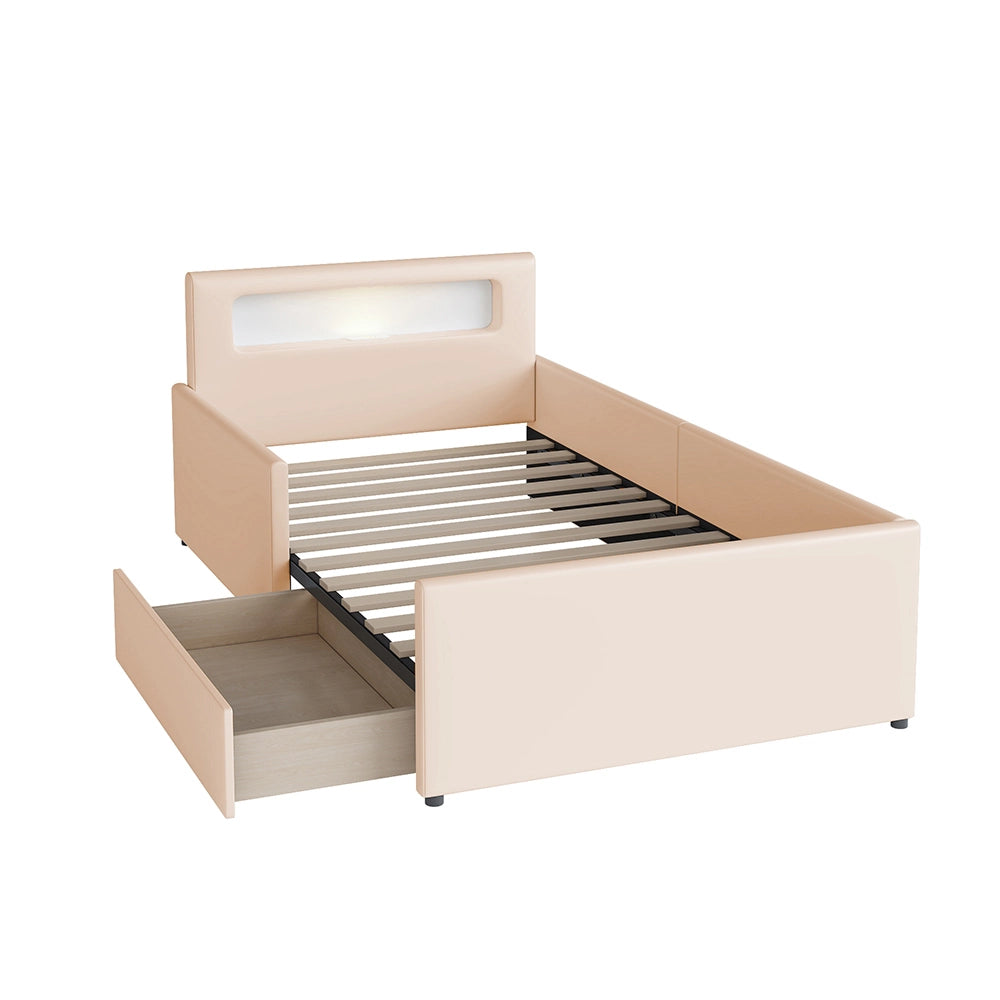 Letto con contenitore bambino 90x200 cm - Xylo - Luce notturna USB scomparti