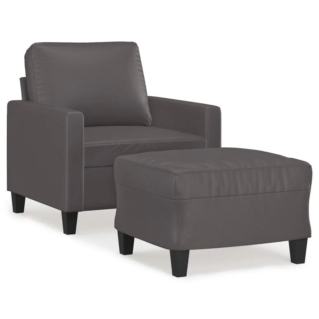 Poltrona | Sedia Relax con Poggiapiedi Grigio 60 cm in Similpelle