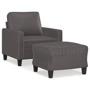 Poltrona | Sedia Relax con Poggiapiedi Grigio 60 cm in Similpelle