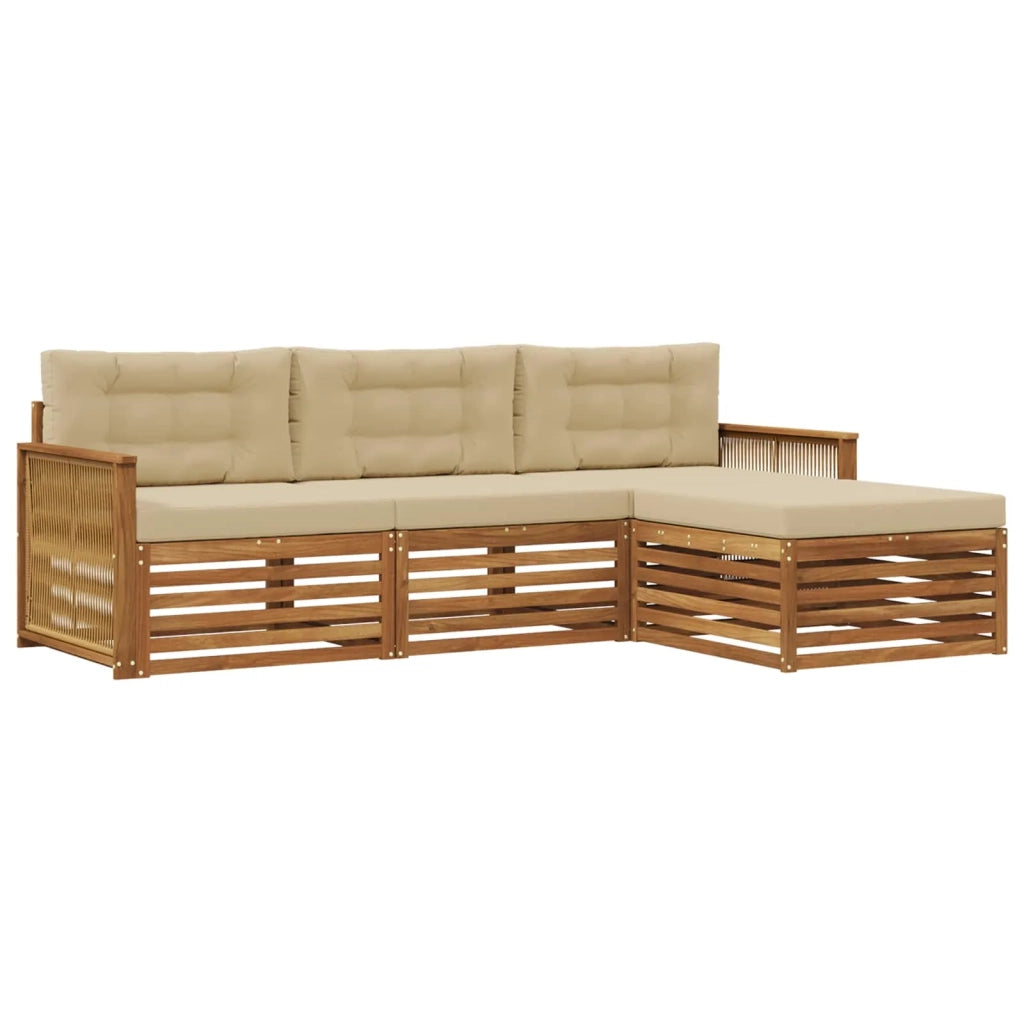 Set di divani da esterno 4 pz Naturale e Beige 3383211