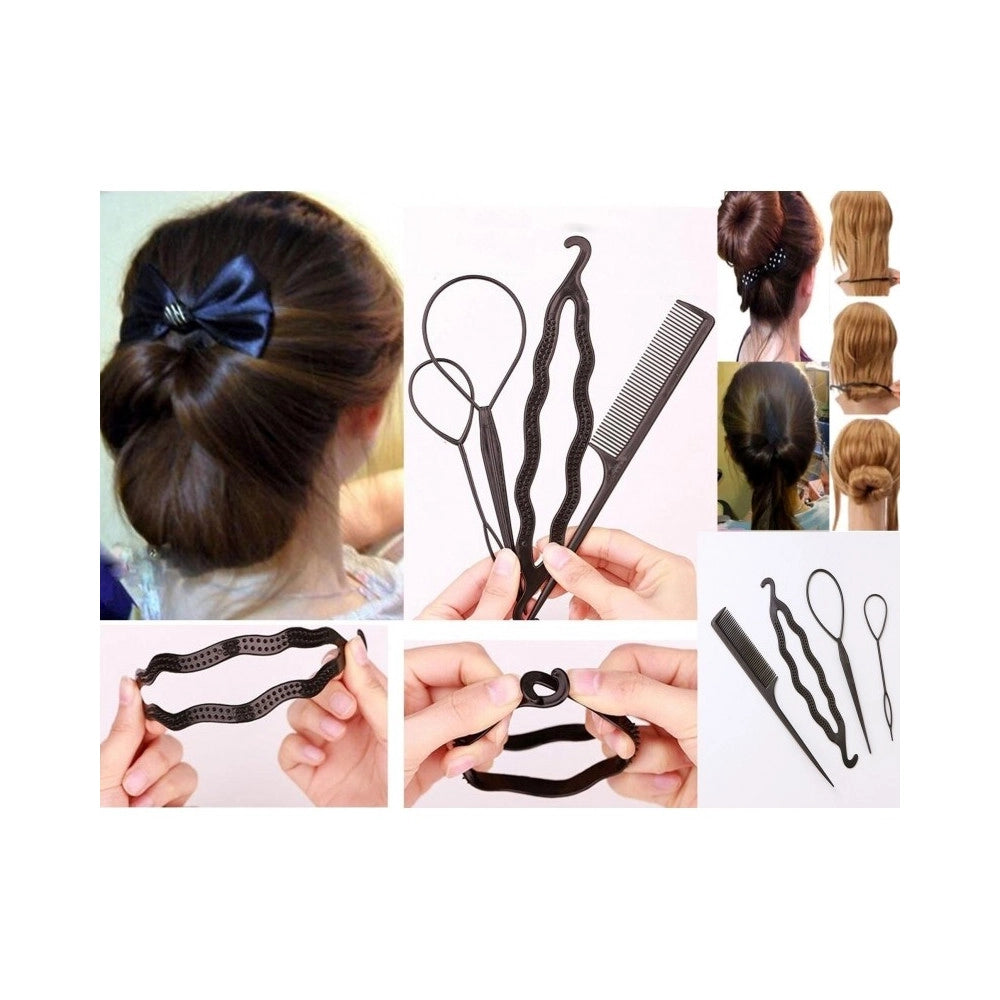 Trade Shop - Set 4 Accessori Pettine Clip Fermacapelli Per Chignon Trecce Coda Acconciatura -