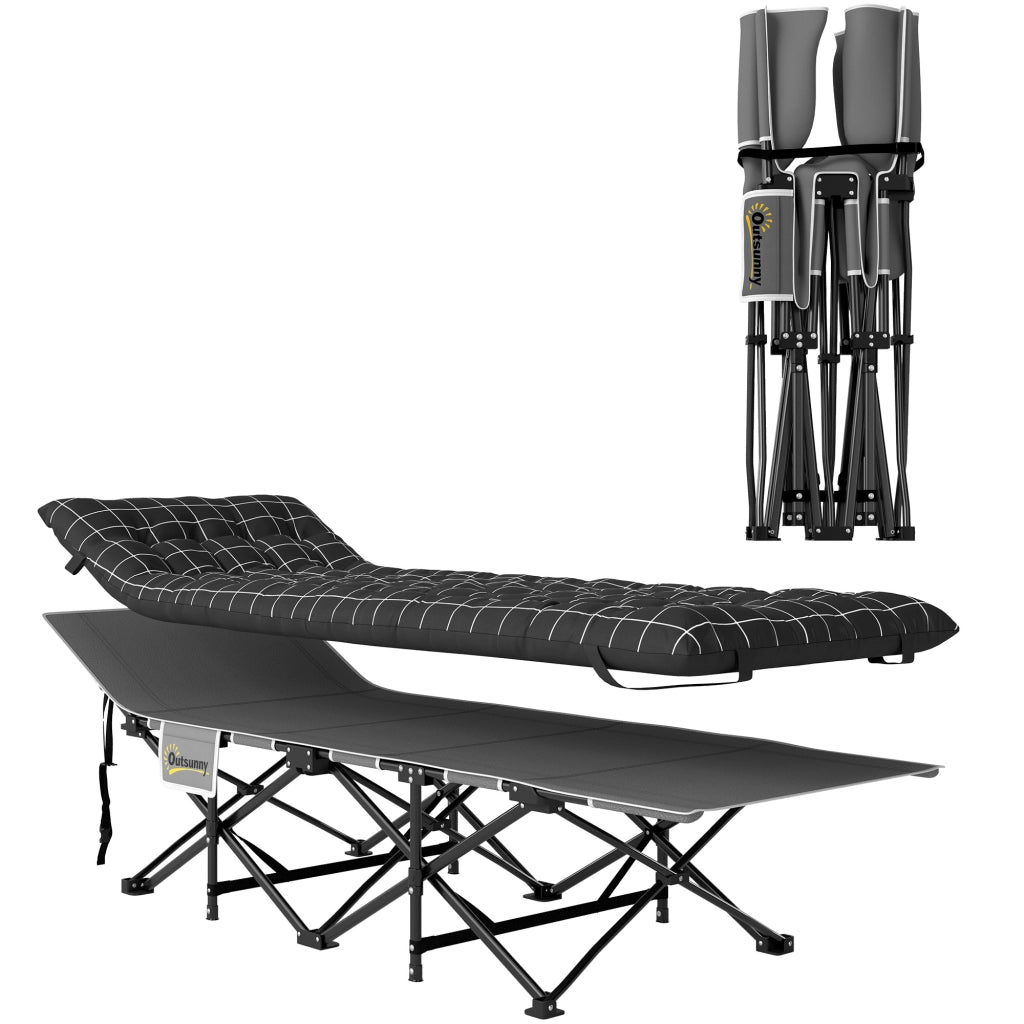 Letto da campeggio pieghevole con materasso ¨C zephmum ¨C Nero, metallo, 90x200 cm