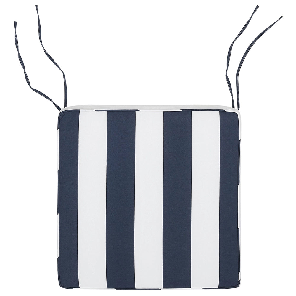 Set di 8 cuscini di seduta per sedia da giardino in tessuto resistente all'acqua a righe bianche e blu navy