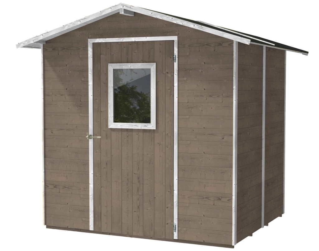 Casette Box da Giardino in Legno Porta Utensili 200x167x214 cm con Porta e Finestra Ecla Tortora