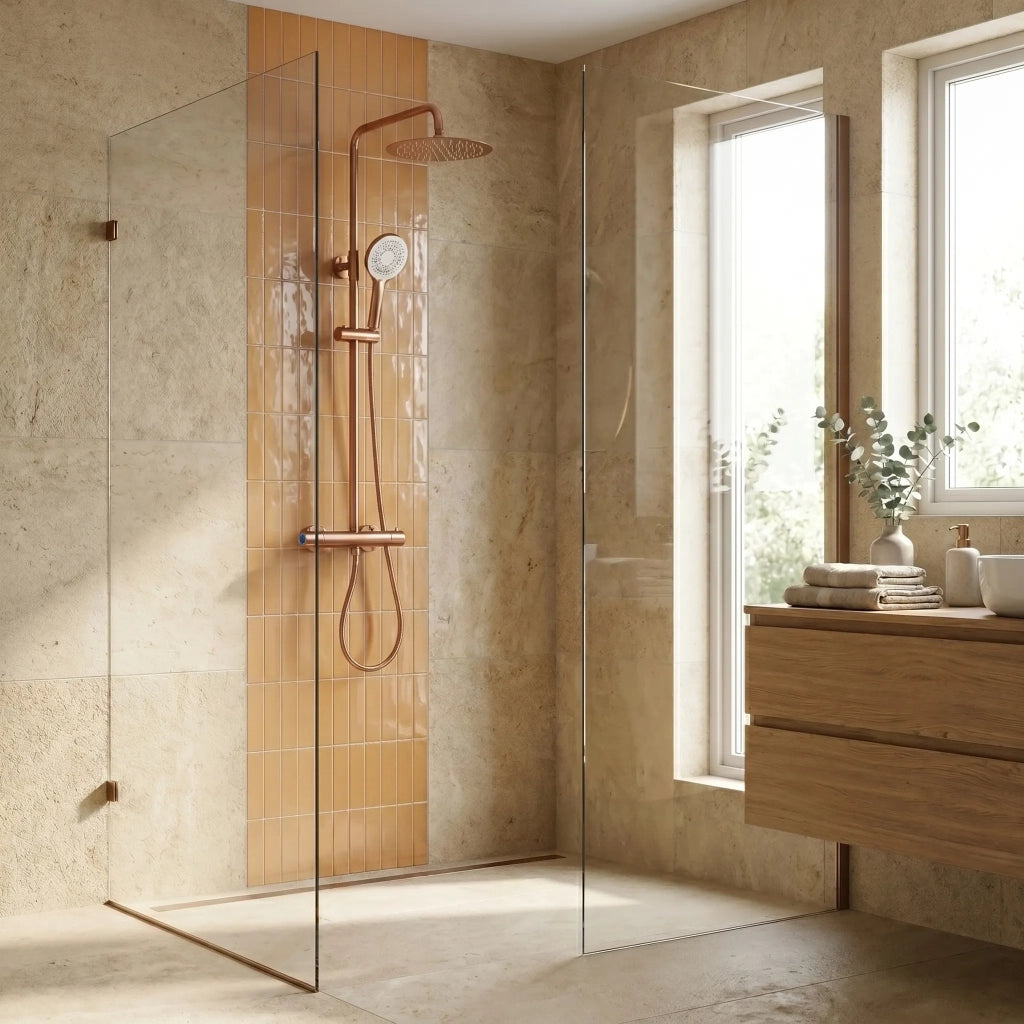 Set Doccia Da Incasso Con Termostatato Drop Brush Copper