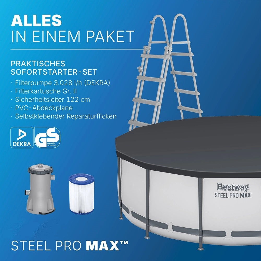 Trade Shop - Piscina Fuori Terra Con Struttura Steel Pro Max Pompa Filtro ø457x122 Cm Rotonda 56438 -