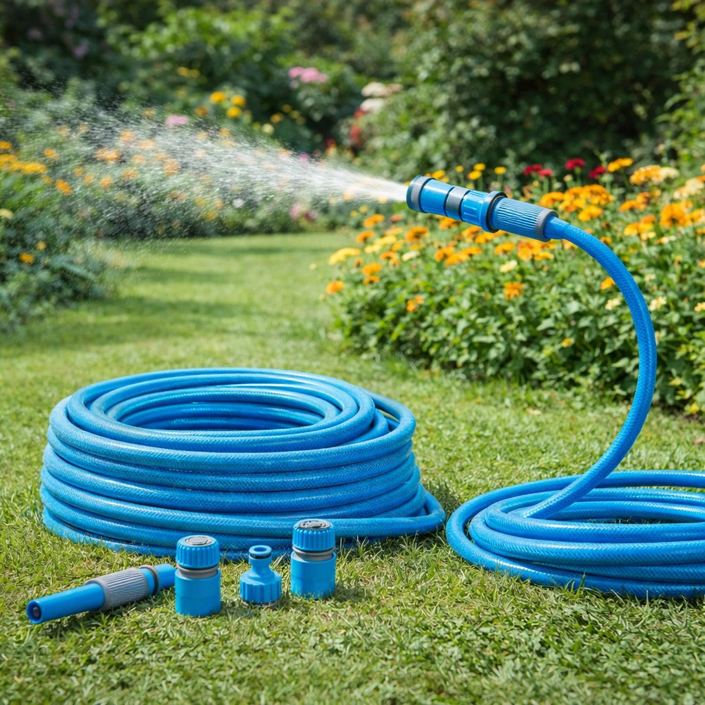 Tubo da Giardino Irrigazione 15MT Diametro 15mm 3 Strati Pvc con 4 Accessori