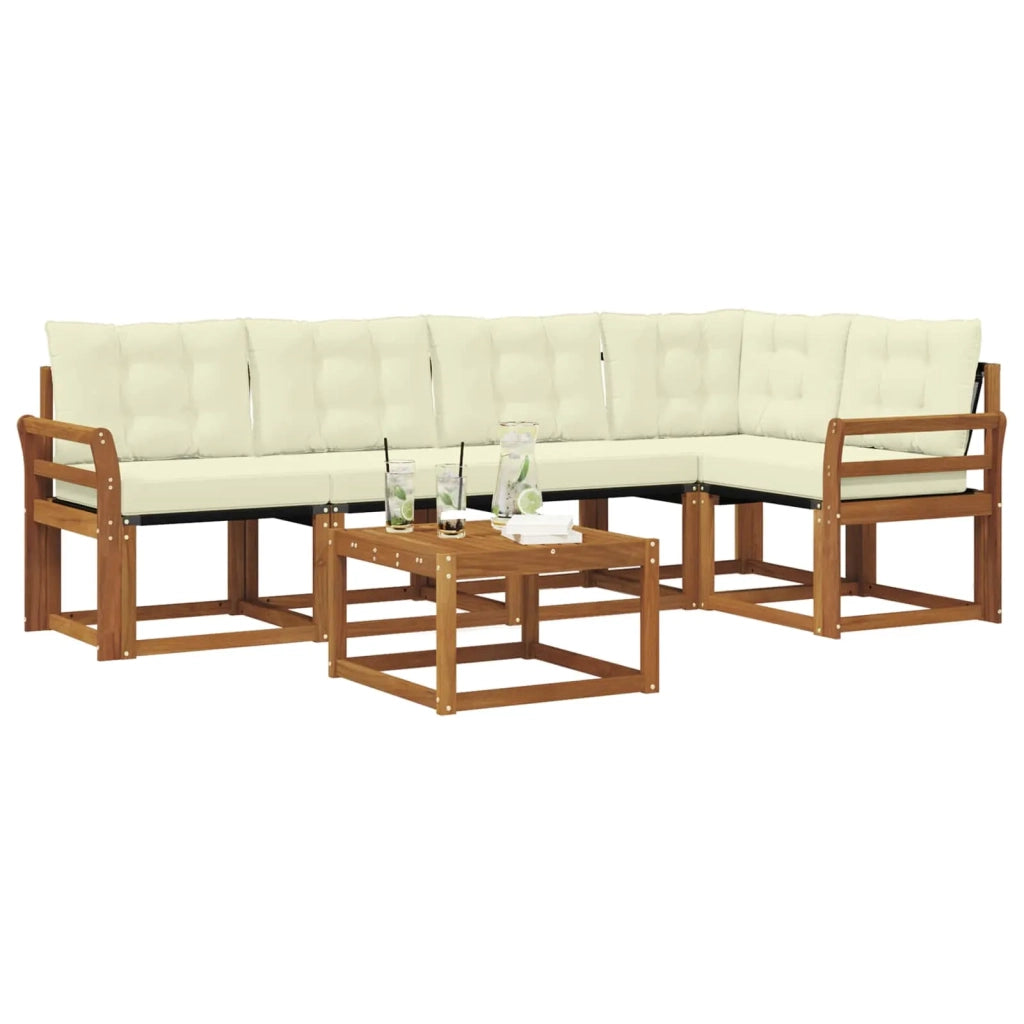 Set di divani da esterno con cuscino 6 pcs Naturale e Crema