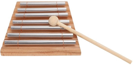 Strumento a percussione a 7 toni - Beuken/Metallo - 16,8 x 15 x 13 cm - Incluso Bastone da suonare - Duraturo e di alta qualità - Gong a vento