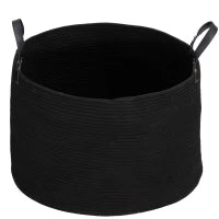 Cesto Portabiancheria da 88L Portatile e Pieghevole con Manici in Cotone Naturale, Ø56x35.5 cm, Nero