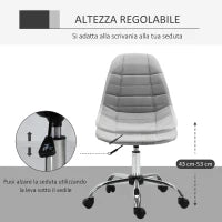 Sedia Girevole , Design Ergonomico e Regolabile Senza Braccioli, Grigio, 59x59x81-91cm