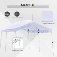 Gazebo Pieghevole 6x3m, Richiudibile e Pop up da Giardino in Acciaio e Tessuto Bianco, per Eventi o Campeggio con Borsa da Viaggio