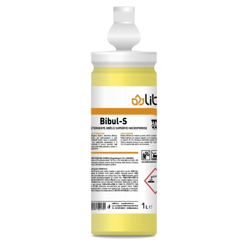 Bibul-S Detergente Alcalino Superconcentrato Pavimenti Gres Flacone Giusta Dose 1 L | Liber