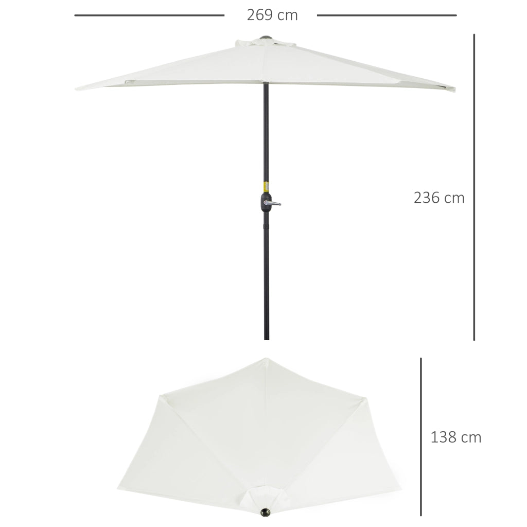 Parasole da giardino semicircolare ¨C zephmum ¨C crema, poliestere, 269x138x236 cm