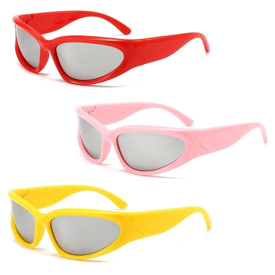 Occhiali da Sole con Protezione UV400 - Stile Futuristico - Occhiali da Sole per Donna - Occhiali da Sole per Uomo - Occhiali da Sole Polarizzati - Materiale Policarbonato - Occhiali da Sole per Feste