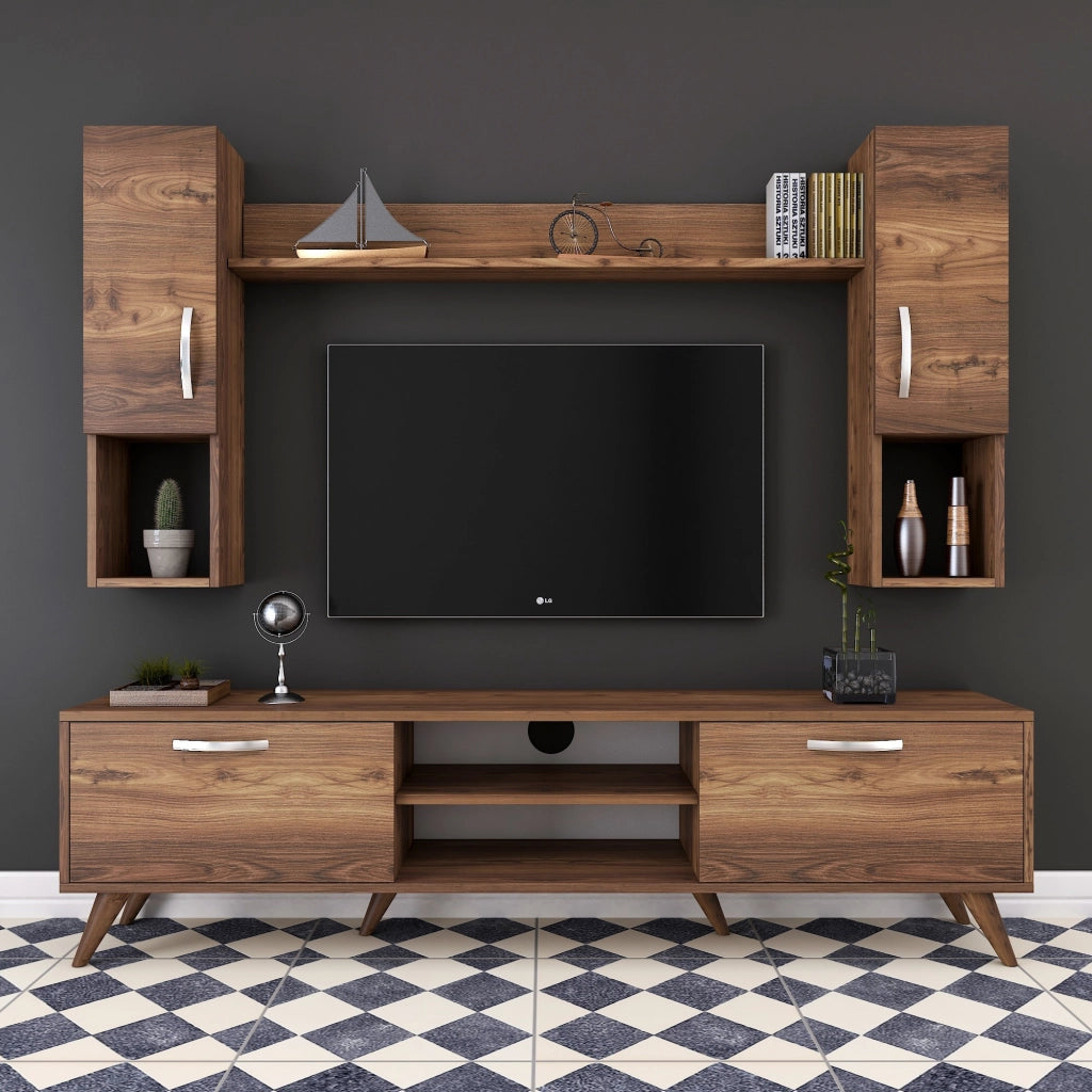 Porta TV in legno "Mezalun" - 180 x 35 x 48 cm - Marrone