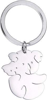 Sedialetta per Chiavi - Hanger in Acciaio Inossidabile - Portafortuna con Koala - Accessorio per Borsa - Argento 1
