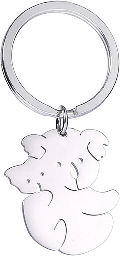 Sedialetta per Chiavi - Hanger in Acciaio Inossidabile - Portafortuna con Koala - Accessorio per Borsa - Argento 1